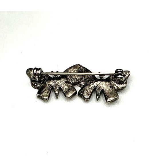 Vintage Marcasite Double Butterfly Brooch Silver Antique Insect Jewelry - Picture 4 of 4